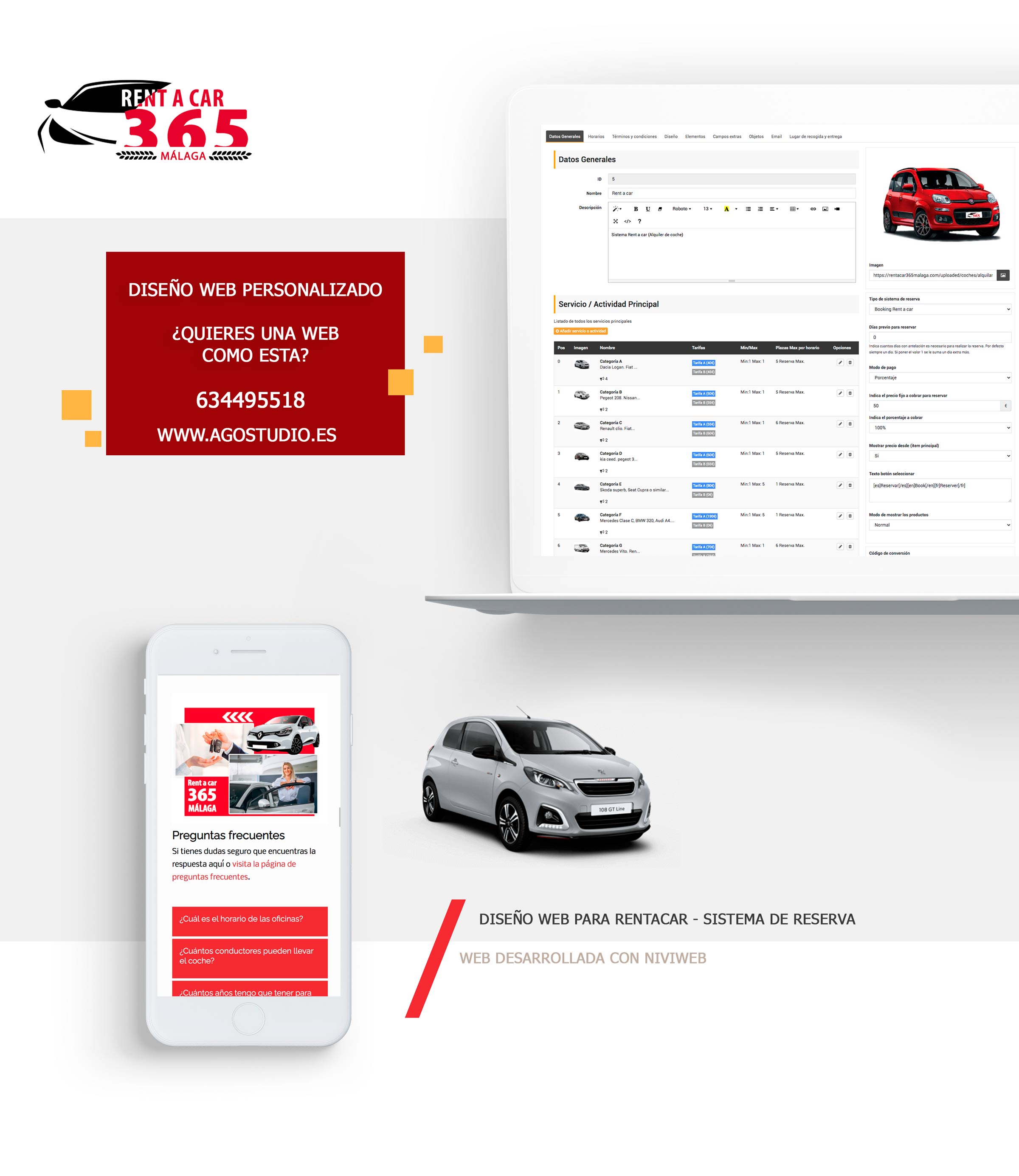 Presentacion diseño web diseño web para rent a car Málaga Aeropuerto sistema de reserva gratis